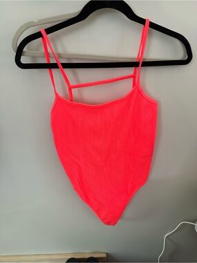 Free People Movement Neon Pink Ribbed thong Bodysuit-M